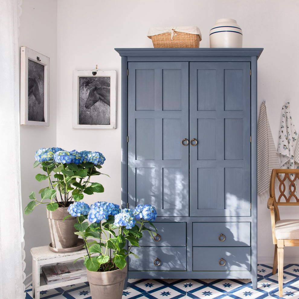 Large wardrobe painted in Homestead House Milk Paint Kurbits Indigo