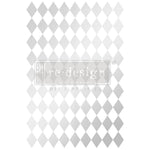 Load image into Gallery viewer, Silver Harlequin Extra Large Redesign with Prima Transfer - large repeating diamond pattern
