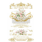 Load image into Gallery viewer, Les Roses Redesign with Prima Extra Large Transfer from the Kacha Collection, delicate pink roses and gold french script
