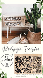 Load image into Gallery viewer, Redesign with Prima Animal Patterns Small Transfer - horse, cow, leopard and zebra on a sideboard
