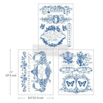 Load image into Gallery viewer, Lovely Labels Redesign with Prima Middi Transfer - Decorative design elements with text and butterflies in blue on a white background, including measurements.
