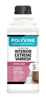 Load image into Gallery viewer, 1 litre Satin Polyvine interior extreme varnish bottle on a white background
