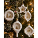 Load image into Gallery viewer, Noel Elegance Redesign with Prima Decor Mould, beautiful ornaments cast in white resin with gold details

