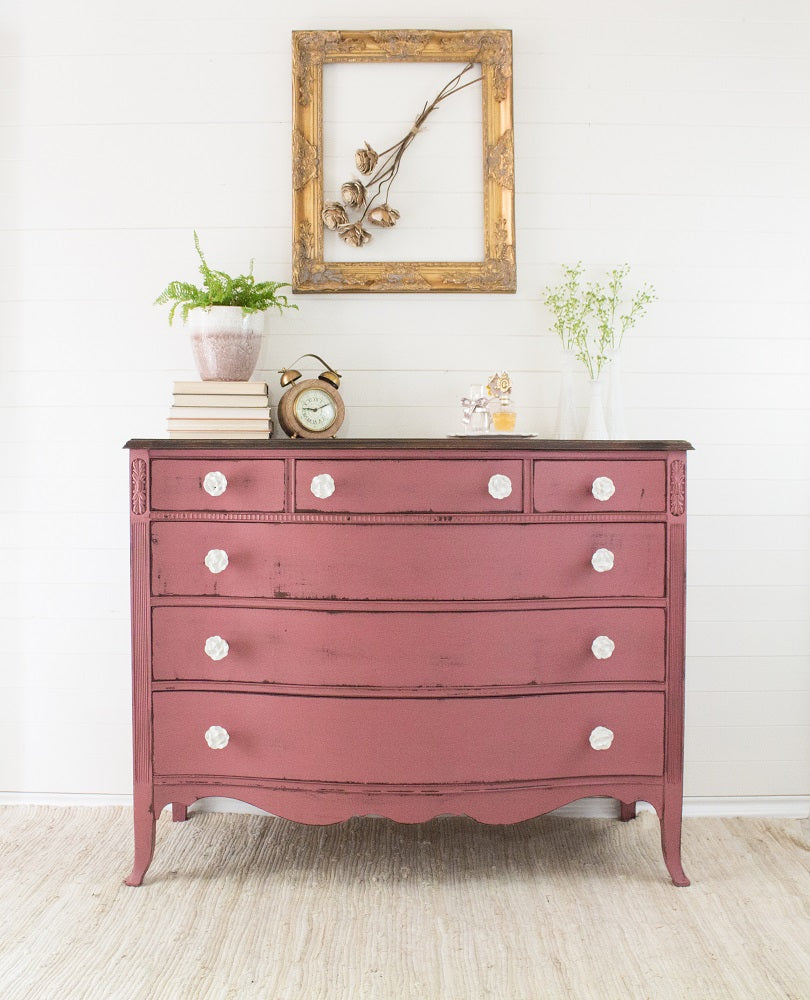 Chest of drawers painted inHomestead House Milk Paint Texas Rose