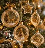 Load image into Gallery viewer, Noel Elegance Redesign with Prima Decor Mould, beautiful ornaments cast in clear resin with gold details
