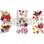 Load image into Gallery viewer, Organic Flora Redesign with Prima Small Transfer - bright florals and hummingbirds
