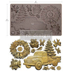 Load image into Gallery viewer, Country Christmas Delivery Redesign with Prima Decor with a Christmas wreath, bells, bows, presents and a truck carrying a Christmas tree 
