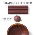 Load image into Gallery viewer, Homestead House Milk Paint Trading Post Flat Lay with powder, painted trim and chippy bowl
