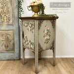 Load image into Gallery viewer, Corner Charm Redesign with Prima Decor Mould intricate filigree and scrollwork corners used to add detail to a small cabinet
