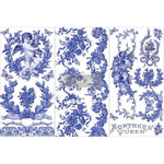 Load image into Gallery viewer, French Blue Redesign with Prima Small Transfer - monochrome toile de jouy
