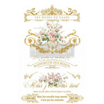 Load image into Gallery viewer, Les Roses Redesign with Prima Transfer from the Kacha Collection featuring gold french script and delicate pink roses
