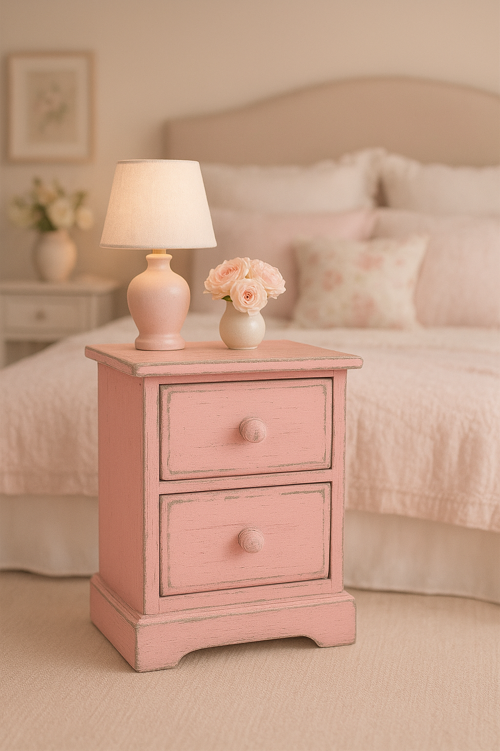 Pink and grey Milk Paint miniature painted vintage drawers