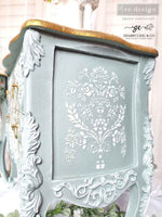 Load image into Gallery viewer, Chapelle Royale Redesign with Prima damask floral raised stencil using embossing fibre paste
