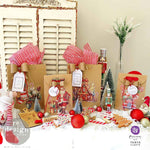 Load image into Gallery viewer, Joyful Jingles Redesign with Prima Small Transfer, vintage Christmas imagery including santa, nutcracker, gingerbread house, candy canes, presents, Christmas trees and foliage on Christmas gift bags
