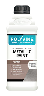 Load image into Gallery viewer, Bottle of Pewter Polyvine Metallic Paint - available in 100ml, 500ml, 1 litre, 2 litre
