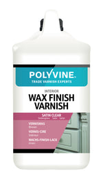 Load image into Gallery viewer, 4 litre Clear Satin Polyvine wax finish varnish bottle on a white background
