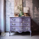 Load image into Gallery viewer, Silver Bird Foil Transfer - By Kacha for Redesign with Prima, on a lavender lilac pretty chest of drawers
