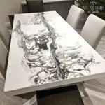 Load image into Gallery viewer, Black and white pouring resin dining table
