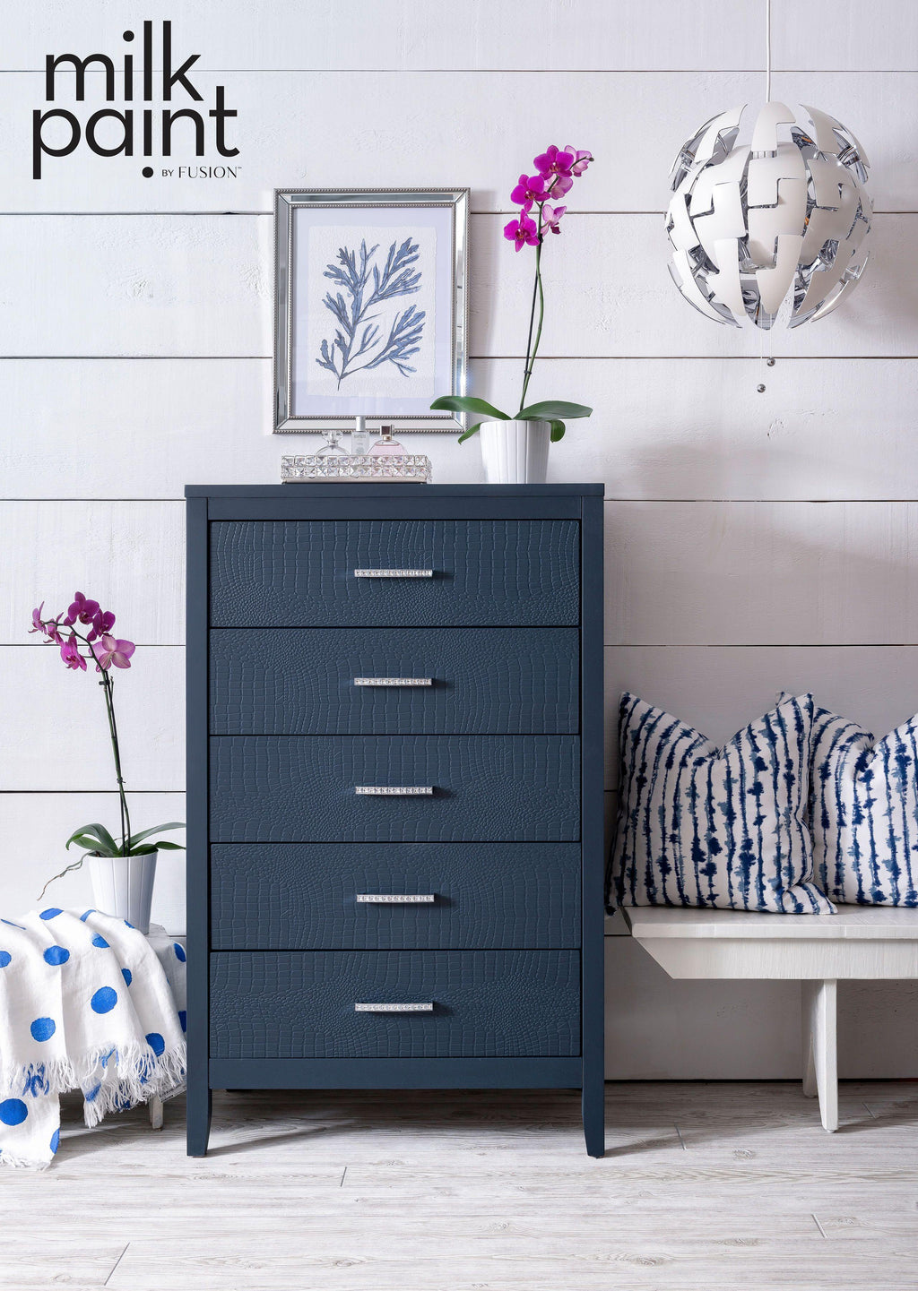 Fusiion Milk Paint Night Swim Painted Drawers
