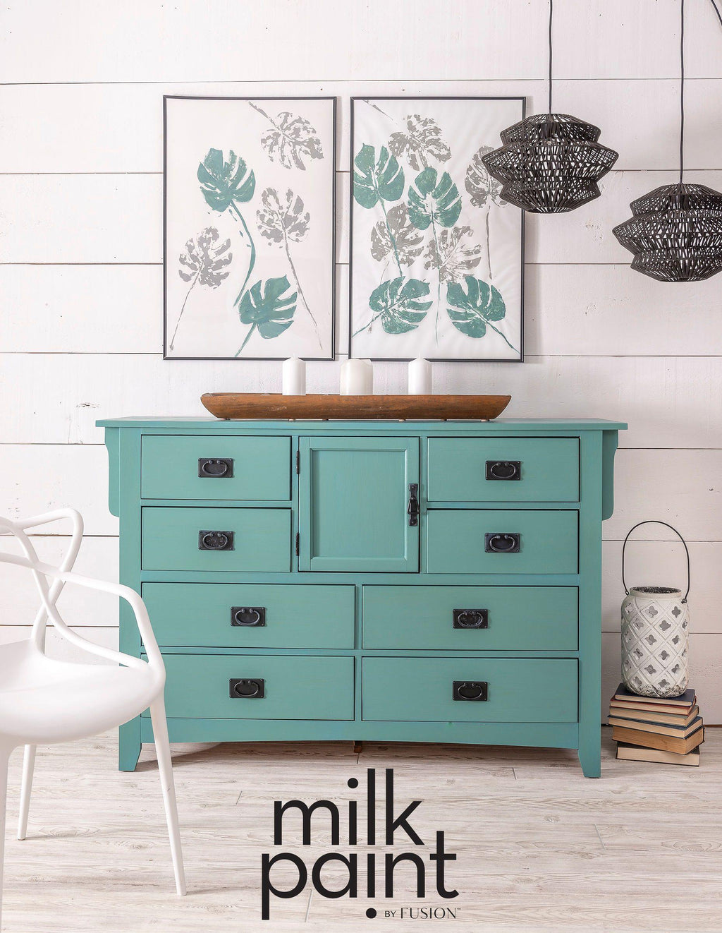 Fusion Milk Paint Velvet Palm Painted Sideboard